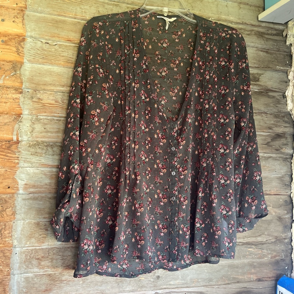 Kirra floral V-Neck Relaxed 3/4 Sleeve Blouse